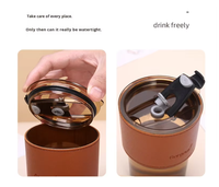 Gobelet à eau avec paille, en cuir, résistant aux hautes températures, sans danger pour les aliments, réutilisable, cadeau d'affaires de grande valeur