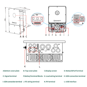 Système solaire hybride basse fréquence triphasé 12 kW 8 kW Growatt 10000 W 15 kW, prend en charge 6 unités en parallèle - Product Image 3