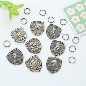 Buena calidad Changzhi nuevos accesorios para mascotas antiguo bronce escudo perro Collar colgante Anti-Pérdida identidad láser Diy letras - Product Image 4
