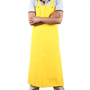 Yellow Durable Reusable Waterproof Anti-Oil Safety Protect Industrial Butcher Fishing PVC Apron