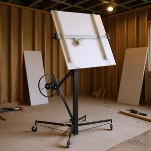 Lève-plaque de plâtre 11 pieds, robuste, capacité 150 lb, avec bras télescopique réglable et roues verrouillables, pour la construction - Product Image 2