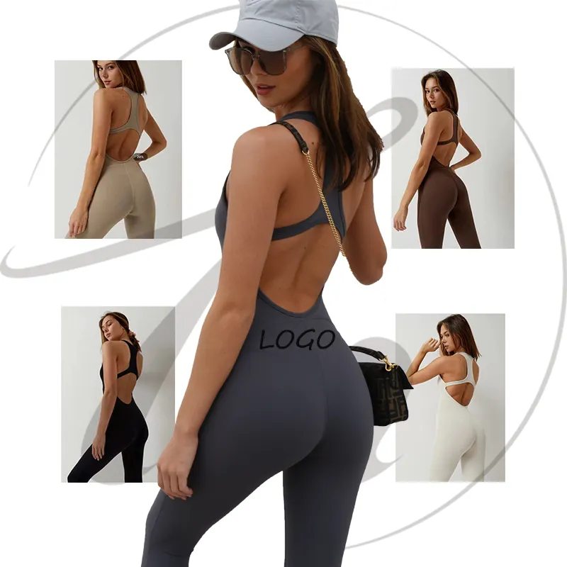 Fitness Gym Jumpsuit open back define Unitard Bodysuit Yoga Workout Jumpsuit Fitness Rompers for Women