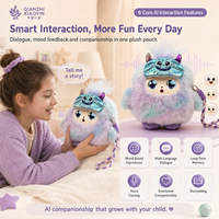 Sac à bandoulière en peluche AI MOMO Monster avec masque à cornes métalliques, yeux LED à ambiance lumineuse, et fonction de clonage vocal ChatGPT pour la mémoire (plus de 50 langues)