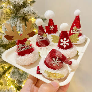 Barrettes mignonnes en forme de bois de renne de Noël avec cristaux et éléments festifs faits à la main pour petites filles – Idéal comme petit cadeau pour enfants - Product Image 1