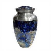Urne funéraire en argent avec motif floral bleu, urnes funéraires pour adultes, pour cendres commémoratives, cadeaux pour cérémonie funéraire, faits à la main