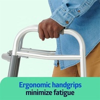 Déambulateur pliant ultraportable en aluminium MSMT Silver, étanche et durable, pour personnes à mobilité réduite, avec roues de 5 pouces et assistance à la marche