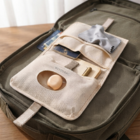 Sac Organisateur Minimaliste Personnalisé avec Logo, en Toile Premium, Multi-Poches, Pochette Portable pour Essentiels de Voyage, Sac de Rangement de Voyage Réutilisable
