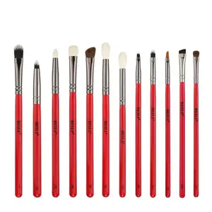 DX 12pcs Red Eye Make-up Pinsel Werkzeugset Kosmetische Lidschatten mischung Augenbrauen Eyeliner Ziegen borsten Make-up Pinsel Kits