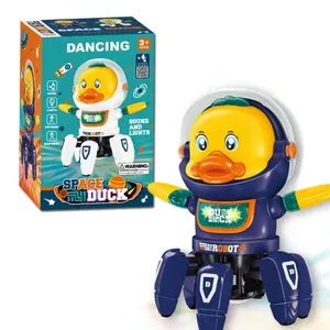 Chow Dudu mainan bebek elektrik Universal, mainan bebek elektrik Universal, lampu B/O & musik, mainan Robot angkasa plastik kartun astronot untuk anak-anak
