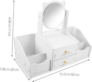 Boîte de Rangement Cosmétique Multifonctionnelle de Luxe Blanche Ronde avec Miroir et Poignées, Style Nordique, Vente en Gros - Product Image 4