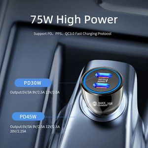 75W Super Fast Charging Dual Port PD 3.0 Type C <b>Car</b> Adapter USB C <b>Car</b> Charger for Phones - Product Image 3