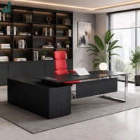 Bureau de direction ergonomique en L JQYX, design moderne et minimaliste, avec structure en acier inoxydable et armoire latérale, écologique, pour bureau d'entreprise