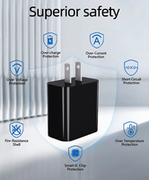 Chargeur USB-A + Type-C double port GaN 20W standard américain OTP/OVP/OCP Matériel ignifuge ETL/FCC Téléphone portable Montre intelligente