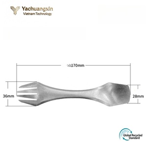 Cuillère-fourchette double usage en titane pur, fourchette-cuillère intégrée portable, vaisselle multifonctionnelle pour pique-nique en plein air et camping - Product Image 6