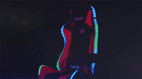 Chaise de jeu LED de course moderne avec haut-parleurs et coussin lombaire, en cuir synthétique, pivotante, avec fonction massage pour PC