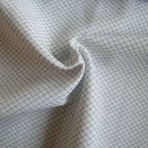 Tela NTI estática para ropa de trabajo, tejido conductor de punto de urdimbre de fibra de carbono y poliéster con rejilla de diamante de 0,3mm