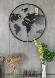 60Cm Tối Giản Hiện Đại Trang Trí Nội Thất Kim Loại Lớn Khung Đồng Hồ Treo Tường Màu Đen Vòng Tường Nghệ Thuật Bản Đồ Đồng Hồ Cho Phòng Khách - Product Image 3
