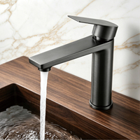 Robinet mélangeur de salle de bain sur colonne OEM CUPC, corps haut, gris anthracite moderne, en acier inoxydable 304, monocommande, monotrou