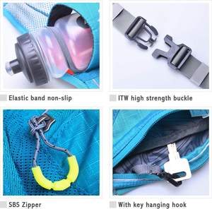 Cinturón para correr Soporte para botella de agua Riñonera Senderismo Riñonera Cinturón de hidratación Deportes al aire libre Soporte para teléfono Cremallera gris Impermeable - Product Image 4