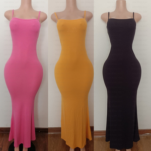 Abito Personalizzato da Donna in <span class=keywords><strong>Cotone</strong></span> Modal a Costine, Vestito Casual Morbido da Casa, Abito Lungo <span class=keywords><strong>Sottoveste</strong></span> a Canotta Aderente, Vestito Lungo Maxi da Donna Estivo 2026 - Product Image 5