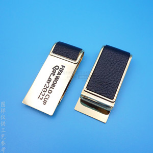 Porte-monnaie en cuir PU personnalisé avec clip métallique plaqué or 24 carats, pour homme, cadeau d'affaires ou de bureau - Product Image 2
