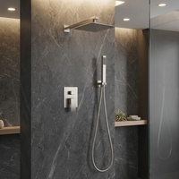 Robinet de douche encastré mural en acier inoxydable 304, finition brossée, design moderne, pomme de douche à jet doux effet pluie