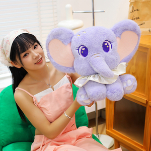 Vente en gros de jouets en peluche d'éléphants bébés mignons et bon marché de couleur violette avec de grandes oreilles, cadeaux d'anniversaire pour enfants, poupée cadeau d'animal, cadeaux de la Saint-Valentin - Product Image 4