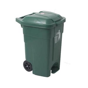Cestino per rifiuti verde da 70 litri con pedale e ruote per uso esterno - Product Image 1
