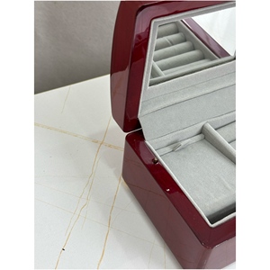 Sang trọng lớn hình chữ nhật gỗ hộp đồ trang sức với kính hiện đại hiển thị hàng đầu tổ chức và gương - Product Image 5