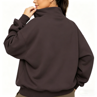 Sweat-shirt d'hiver décontracté pour femme, coupe ample, en mélange de coton doublé, brodé sur mesure, col roulé uni anti-plis