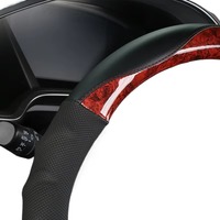 Funda de Volante de Cuero Negra Universal de 38 cm con 1 Llanta Marcan ZSP0088 para Autos, Camionetas y SUVs, Accesorio Interior