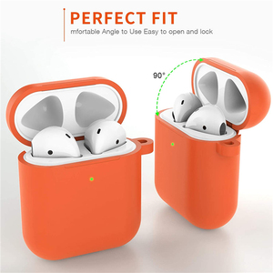 Étui <span class=keywords><strong>Airpods</strong></span> 1/2 en Silicone souple, design fluide, avec mousqueton, coque avec crochet - Product Image 2