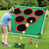Mini jeu de golf d'intérieur pour gauchers, jeu de cible de chipping et de cornhole avec tapis d'entraînement et balles (polyester/tissu)