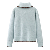 Cardigan en tricot pour femme avec col écharpe contrastant, nouveau design unique et jeune pour l'automne-hiver, modèle 2610-33b
