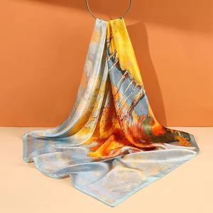 High-End Luxury <b>Large</b> Square Vintage 100% Mulberry Summer Multi-Functional Skin Friendly Sun Protection Silk <b>Scarf</b> - Product Image 3