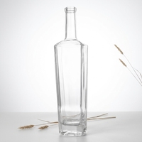 Bouteille de vin en verre cristal plat transparent 700 ml avec bouchon en liège, emballage haut de gamme, whisky, Baijiu, bouteille vide personnalisable