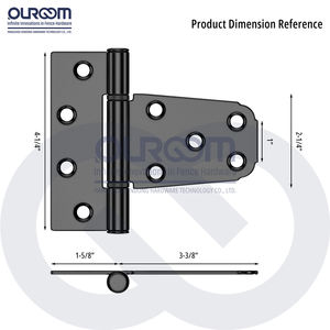 Cerniera a T rettangolare da 3.25 pollici resistente nero rivestito in alluminio acciaio inox cerniera <span class=keywords><strong>per</strong></span> recinzione in legno capannone porta <span class=keywords><strong>per</strong></span> animali domestici - Product Image 4