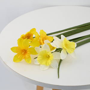 Élégantes fleurs artificielles de jacinthe et d'<span class=keywords><strong>iris</strong></span>, effet toucher réel, blanches et jaunes, 58 cm, pour décoration de mariage et de maison, vente en gros - Product Image 4