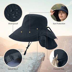 户外防紫外线水桶帽，适合女性快速干燥宽檐帽，带颈部皮瓣，用于徒步钓鱼骑自行车日常运动旅行 - Product Image 3