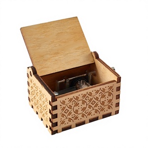 YIYU Hot Pick Hand Crank Laser Engraved Wooden Music Box Modern Rectangle Design Fashionable Creative <strong>Gift</strong> 30s Custom Music for - Product Image 1
