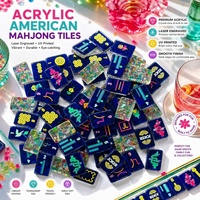 Ensemble de tuiles de mahjong américaines scintillantes pour le carnaval du Mardi Gras, jeu de mahjong avec masque pour les fêtes, cadeau pour les amateurs de soirées
