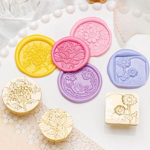 Ensemble de tampons à cire Suidis, motif floral en caoutchouc, pour décoration - Product Image 3