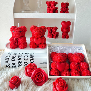 Nouvelle bougie aromatique en forme d'ours rose rouge pour la Saint-Valentin 2026, décoration d'ambiance pour la maison, cadeau pour fille - Product Image 2