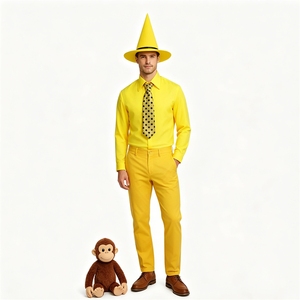 Disfraz de Halloween para hombre con sombrero amarillo, camisa y pantalones con lunares, corbata, uniforme para <span class=keywords><strong>el</strong></span> Día Mundial <span class=keywords><strong>del</strong></span> Libro, juego de rol para adultos - Product Image 1