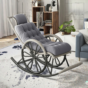 Fauteuil à bascule et chaise longue d'extérieur <span class=keywords><strong>Kingpower</strong></span> en rotin moderne, pliable, en tissu, pour adultes, idéal pour la sieste, la détente, la chambre, le balcon, la salle à manger, le parc - Product Image 3