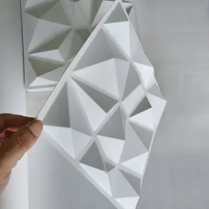 장식 3D 벽 패널 다이아몬드 디자인 매트 화이트 벽지 벽화 타일 패널 금형 90s 미적 룸 장식