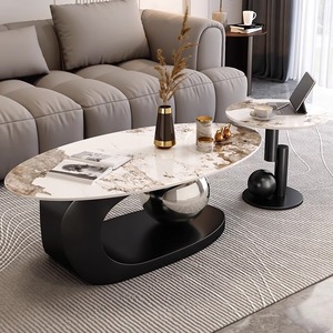 <span class=keywords><strong>Tavolino</strong></span> da Salotto di Lusso in Pietra con Piano Ribassato per Casa e Appartamento, Tavolo da Caffè in Stile Moderno Minimalista Italiano - Product Image 3