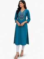 Robe de soirée ethnique indienne/pakistanaise moderne pour femme JQ, brodée, col en V, manches fendues, coupe ample, avec protection solaire