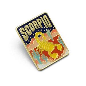 Constelación creativa 12 signo del zodiaco <span class=keywords><strong>Escorpio</strong></span> chapado en oro metal serigrafía esmalte suave broche hecho a medida para cumpleaños - Product Image 1