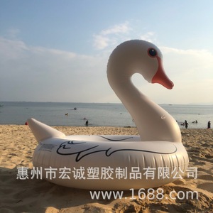Inflatable Swan Swimming Ring 120cm Black Adult Float For Pool Water Sports Unisex PVC Floatation Device - Product Image 2